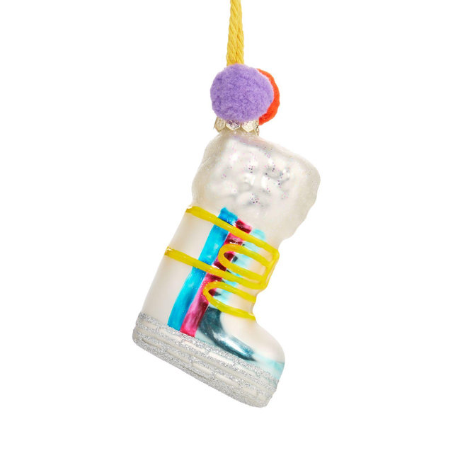 Bloomingdale's Glass Ski Boot with Pom Poms Ornament - Exclusive