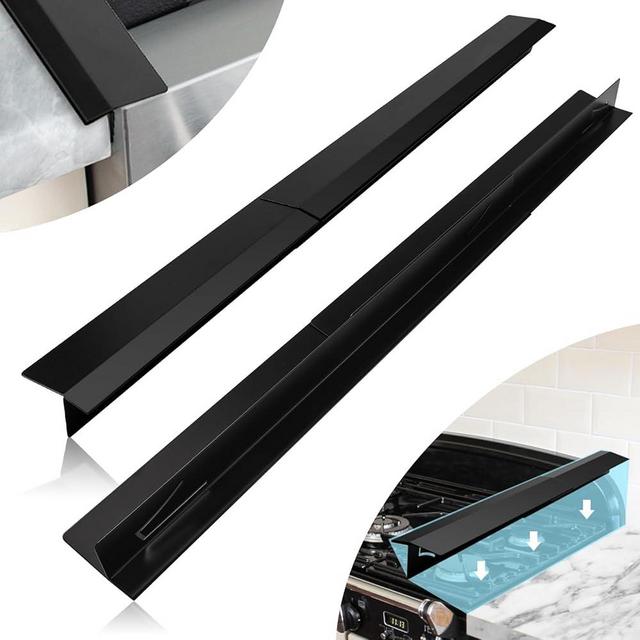 16.5"-33" Stove Counter Gap Covers, Stainless Steel Stove Guard, Cooktop Trim Kit, Stove Gap Guards, Oven Gap Filler, Heat Resistant & Effectively Protect Stove Gap Filler,BLACK(2PCS)