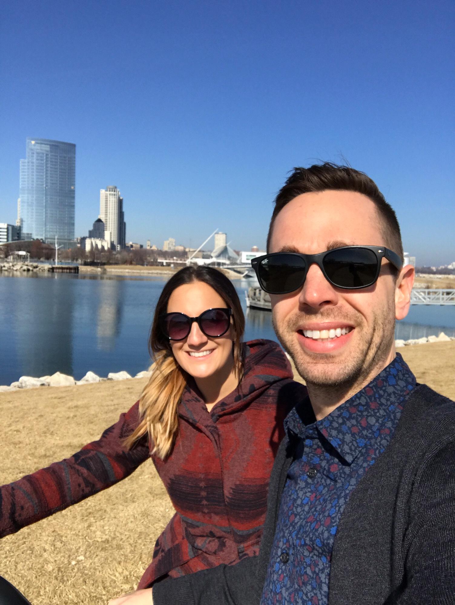 Biking on the Milwaukee lakefront. February 2017.