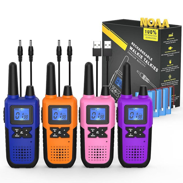 Topsung Walkie Talkies Rechargeable for Adults Long Range with NOAA Weather Alert, Multi-Purpose 2 Way Radios 4 Pack for Team Work Seniors Care Kids Adventure Family Camping Hiking Skiing Cruise