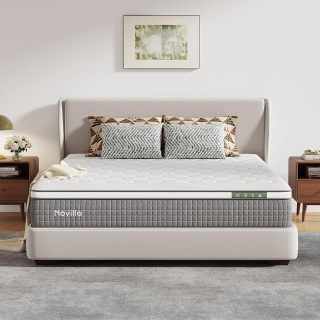 Novilla Queen Mattress 10 Inch,Hybrid Queen Size Mattress with Individually Pocketed Coils & Gel Infused Memory Foam & Silky Cool Fabric for Balanced Support & Pain Relief Comfort Mattresses in a Box
