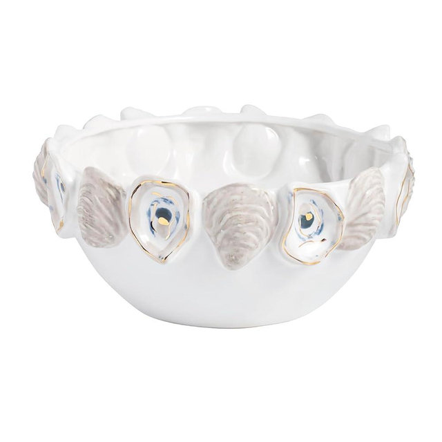 Mud Pie White Stoneware Oyster Ceramic Bowl