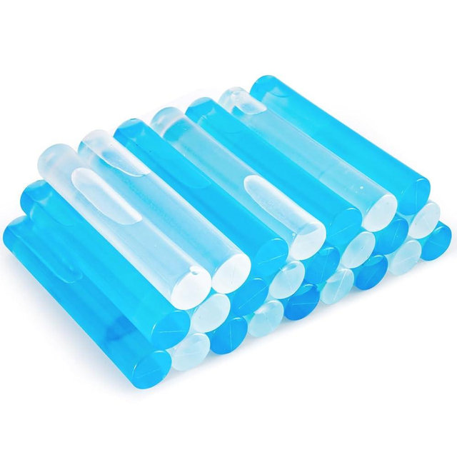 24 Pack Reusable Ice Cubes for Drinks, Quick Freeze Reusable Water Bottle Ice Stick BPA Free, Washable Plastic Ice Cubes for Whiskey, Wine, Coffee (Blue&Transparent)