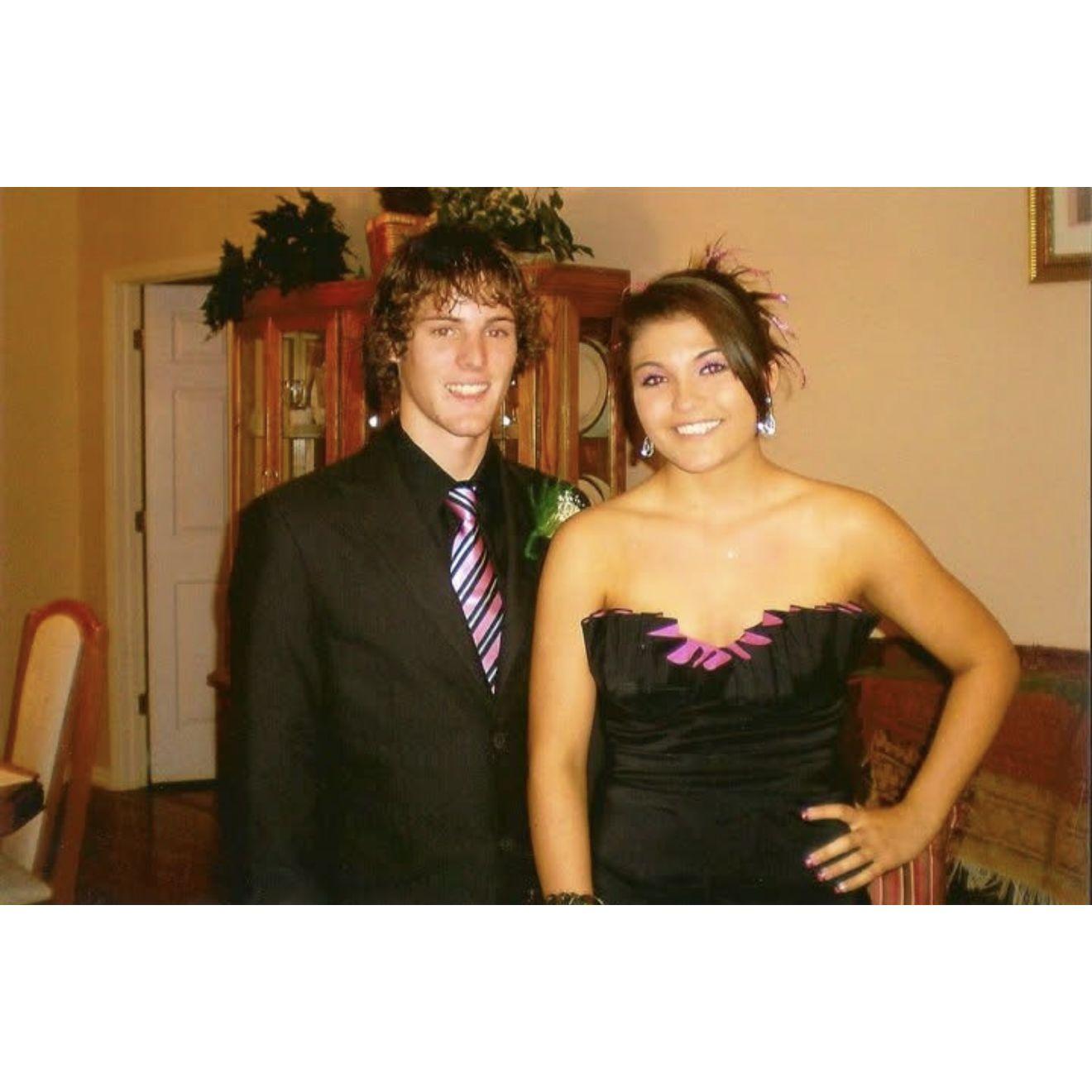 Homecoming 2010! We were late because Tyler had a hockey game HAHA. Fifteen years later he is still playing hockey several times a week.