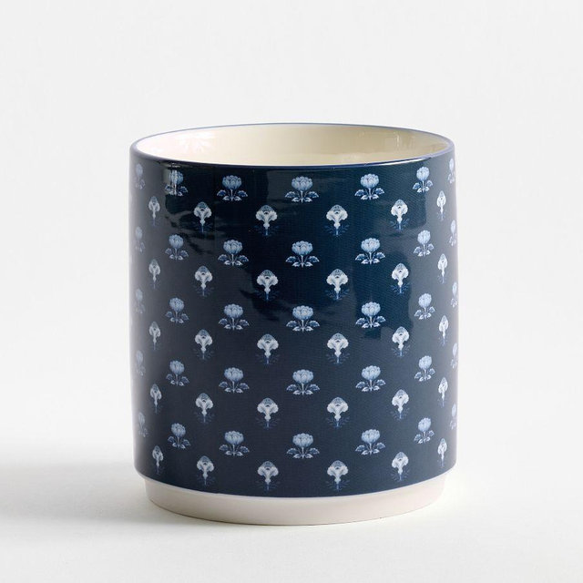 Kravet Floret Stoneware Utensil Holder, Navy