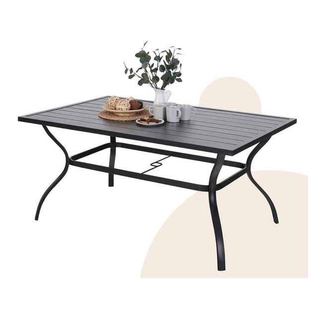 Outdoor Rectangle Slat Table - Black - Captiva Designs