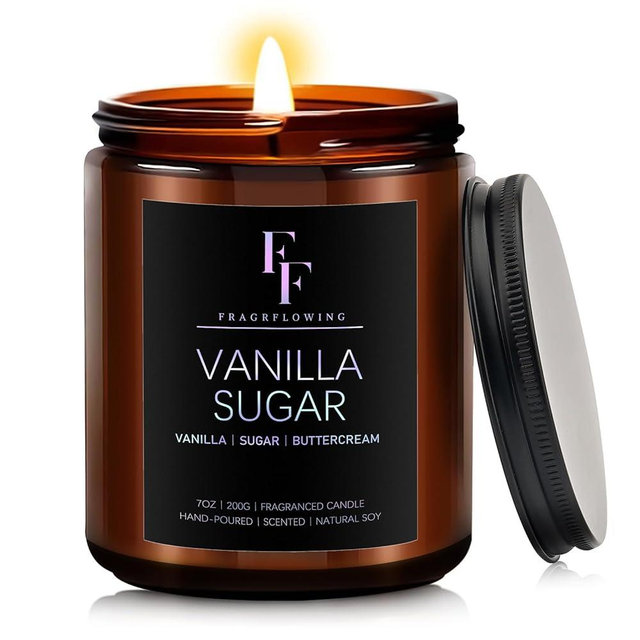 Vanilla Sugar Scented Candles for Home,Soy Wax Candle Aromatherapy Candles Gift for Women Men, 7oz