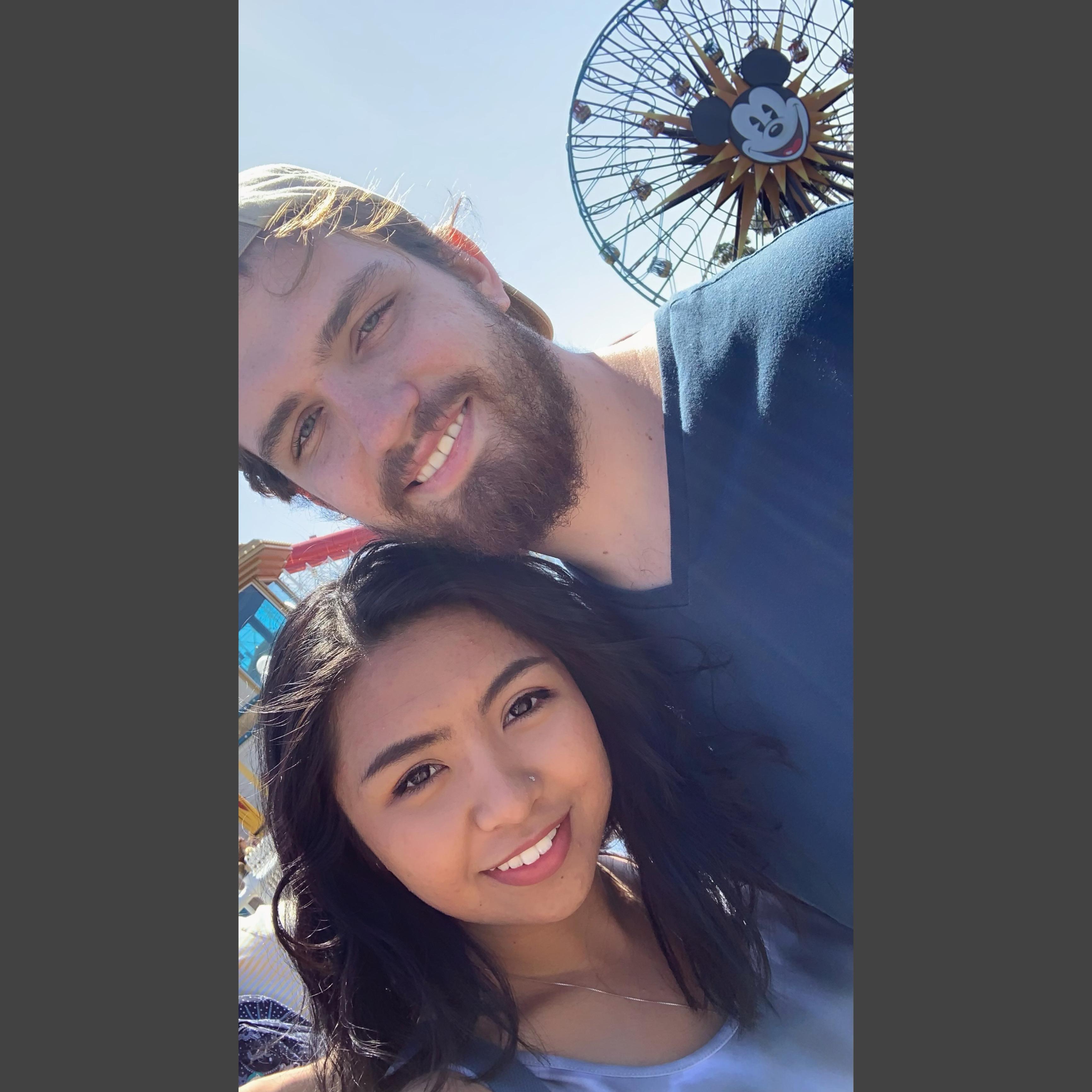 Selfie at Pixar Pier during a Disneyland trip.