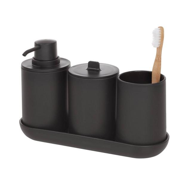 4pc Cade Bathroom Set Black - iDesign