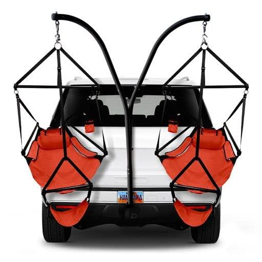 HAMMAKA Trailer Hitch Stand and 2 Ripstop Nylon AIR LITE Chairs (Orange)