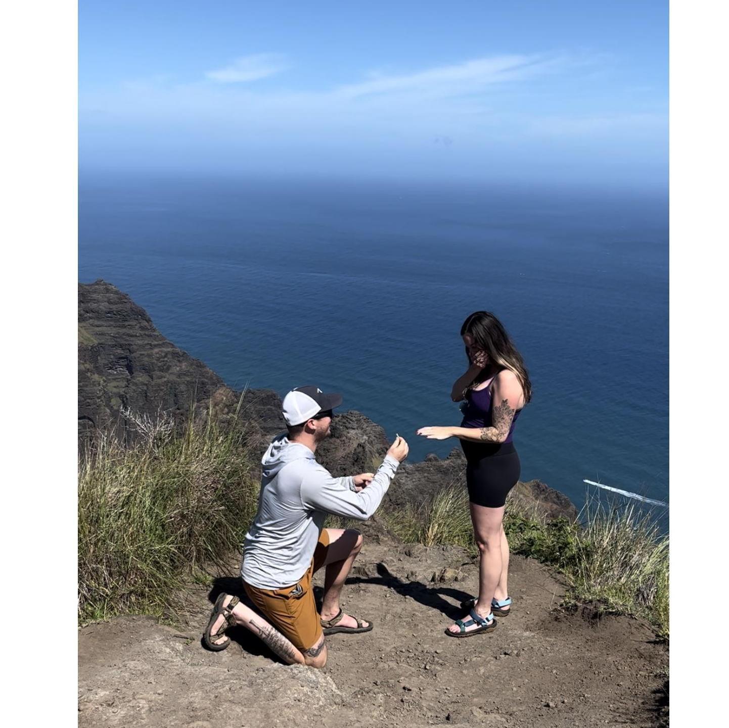 Getting engage on Kauai, Hawaii