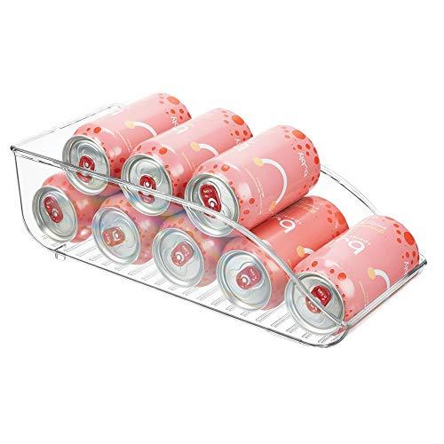mDesign Large Plastic Pop/Soda Can Dispenser Storage Organizer Bin for Kitchen Pantry, Countertops, Cabinets, Refrigerator - BPA Free, Food Safe - 13.5" Long - Clear