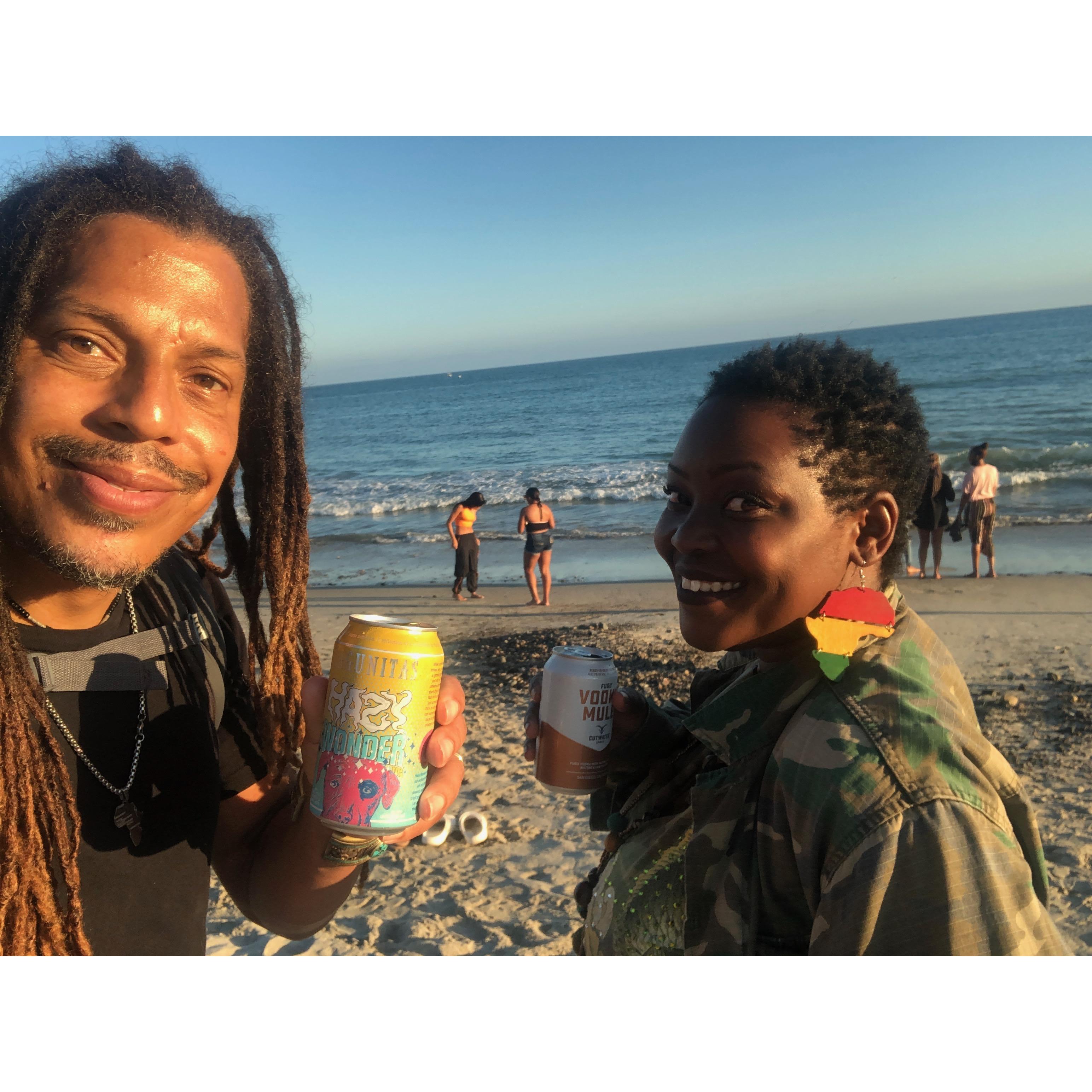 Cheers from the beach and on the beach!