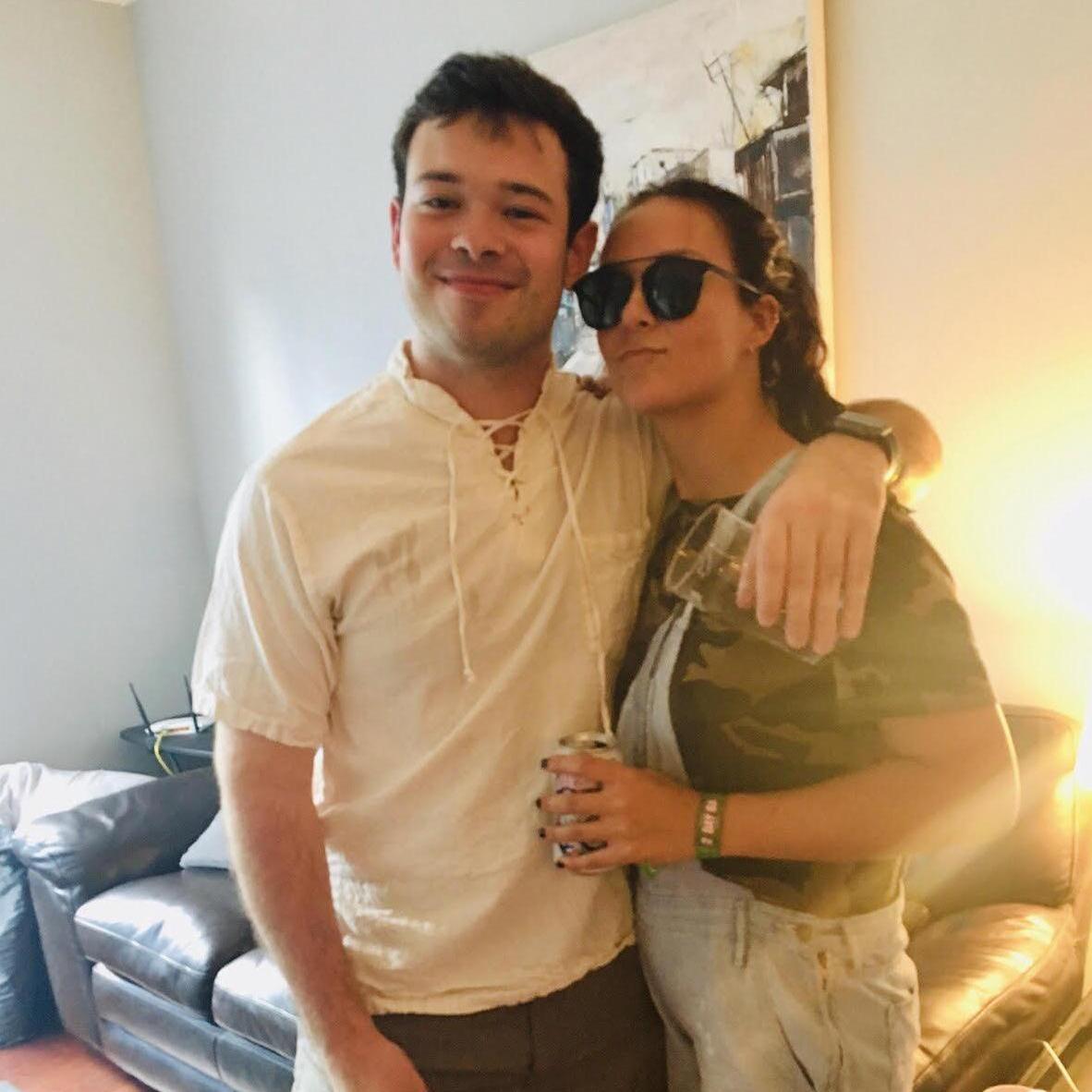 The day we met on Juniper Street. This photo captures both the look of love and a few too many beers.