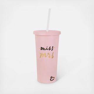 Miss to Mrs. Acrylic Tumbler with Straw