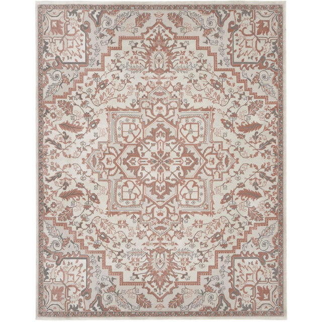 Nourison Elation Bohemian Medallion Indoor Rug Ivory Brick 7'10" x 9'10"