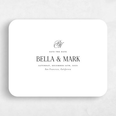 White Rounded Wedding Save the Date - Kennedy Landscape