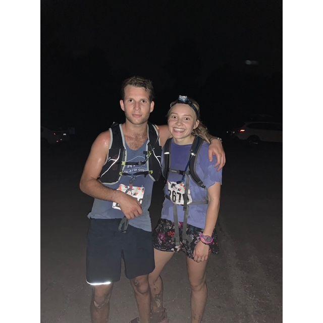 Our first ultra marathon together, finishing at 2am!