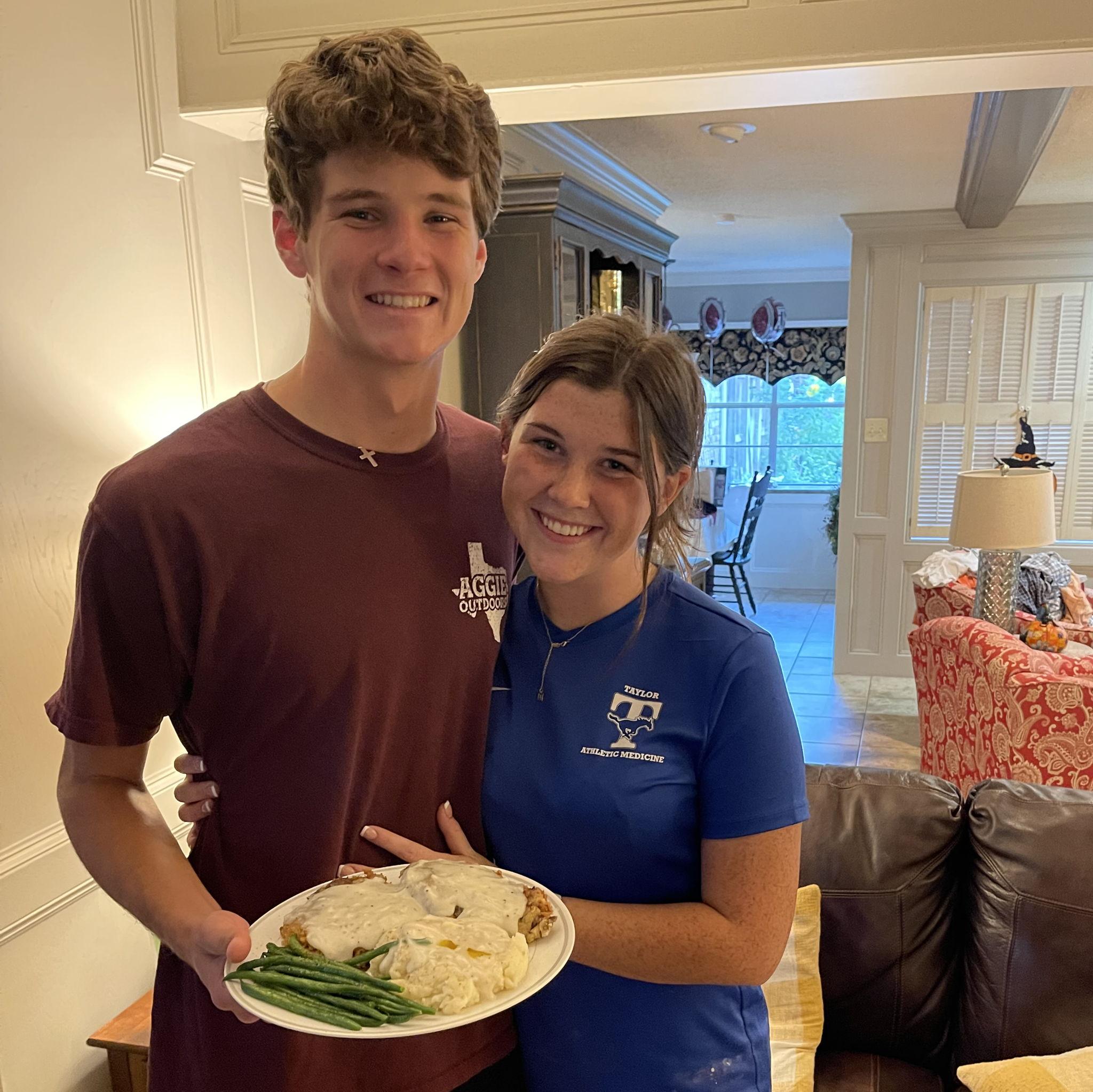 Breilly was Jakes "baker girl" in highschool and he requested a chicken fried steak.