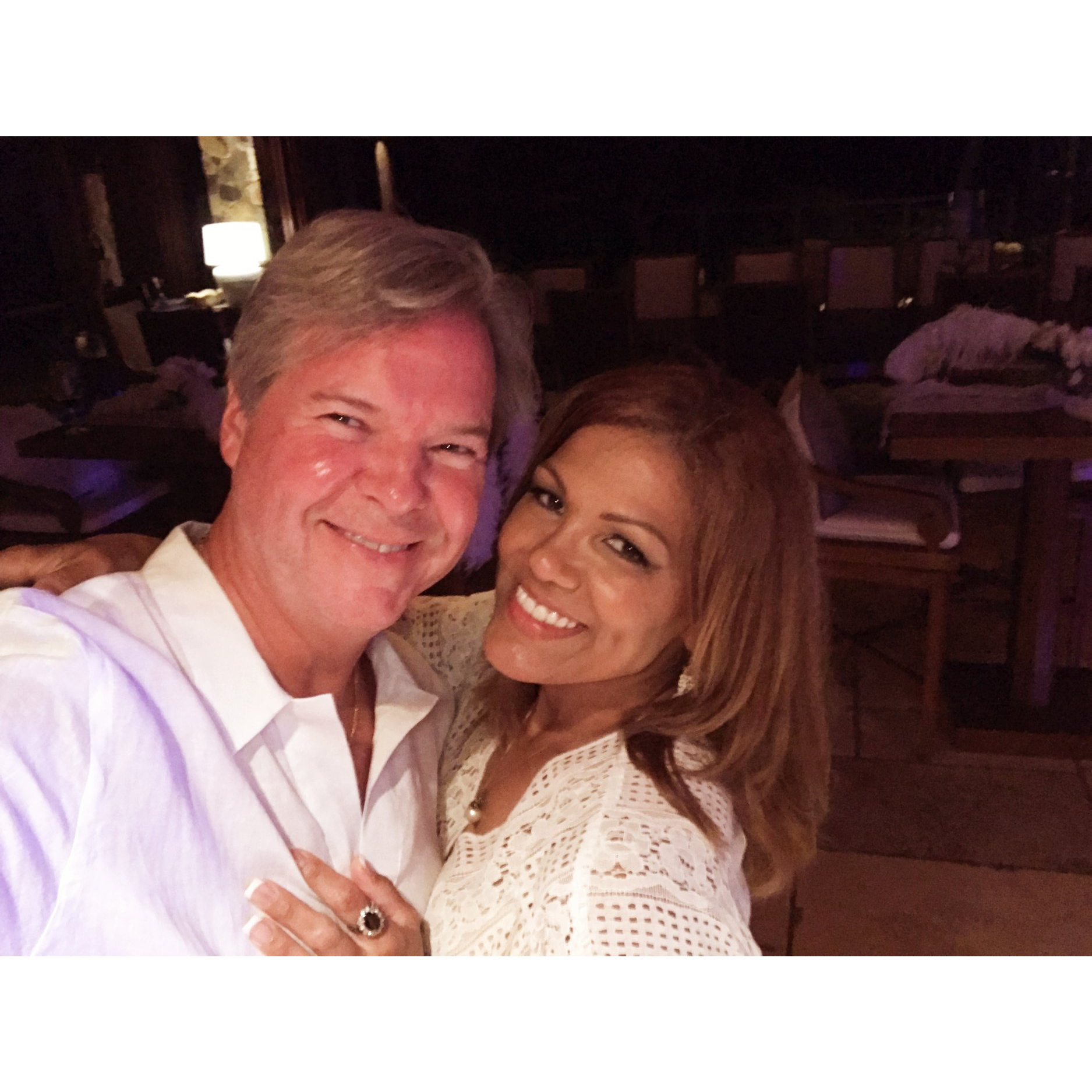 Here we are at Richard Branson's White Party on Necker Island. (October 18, 2019)
