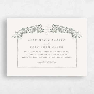 Light Oatmeal, Beige Wedding Invitation - Fenwick Landscape