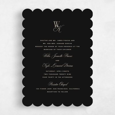 Black Wedding Invitation - Lux Portrait