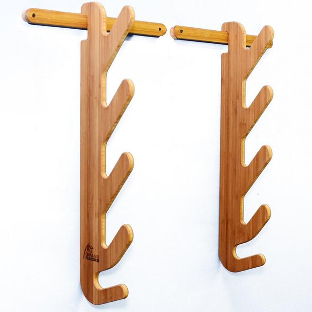Hallsteiner Quad 4 Tier Bamboo Ski Wall Mounted Rack