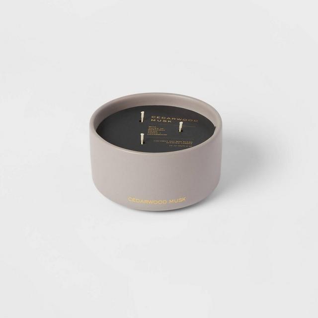 15oz Ceramic Jar 3-Wick Black Label Cedarwood Musk Candle - Threshold™