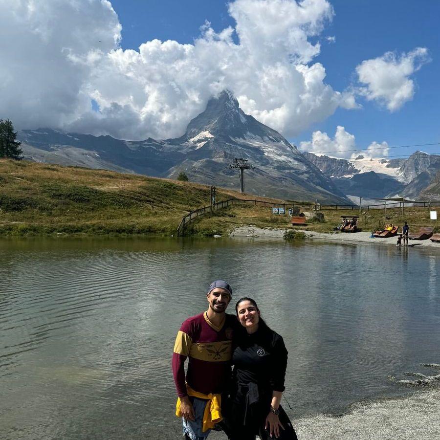 Foto en Zermatt con el Matterhorn de fondo, ese día casi muero