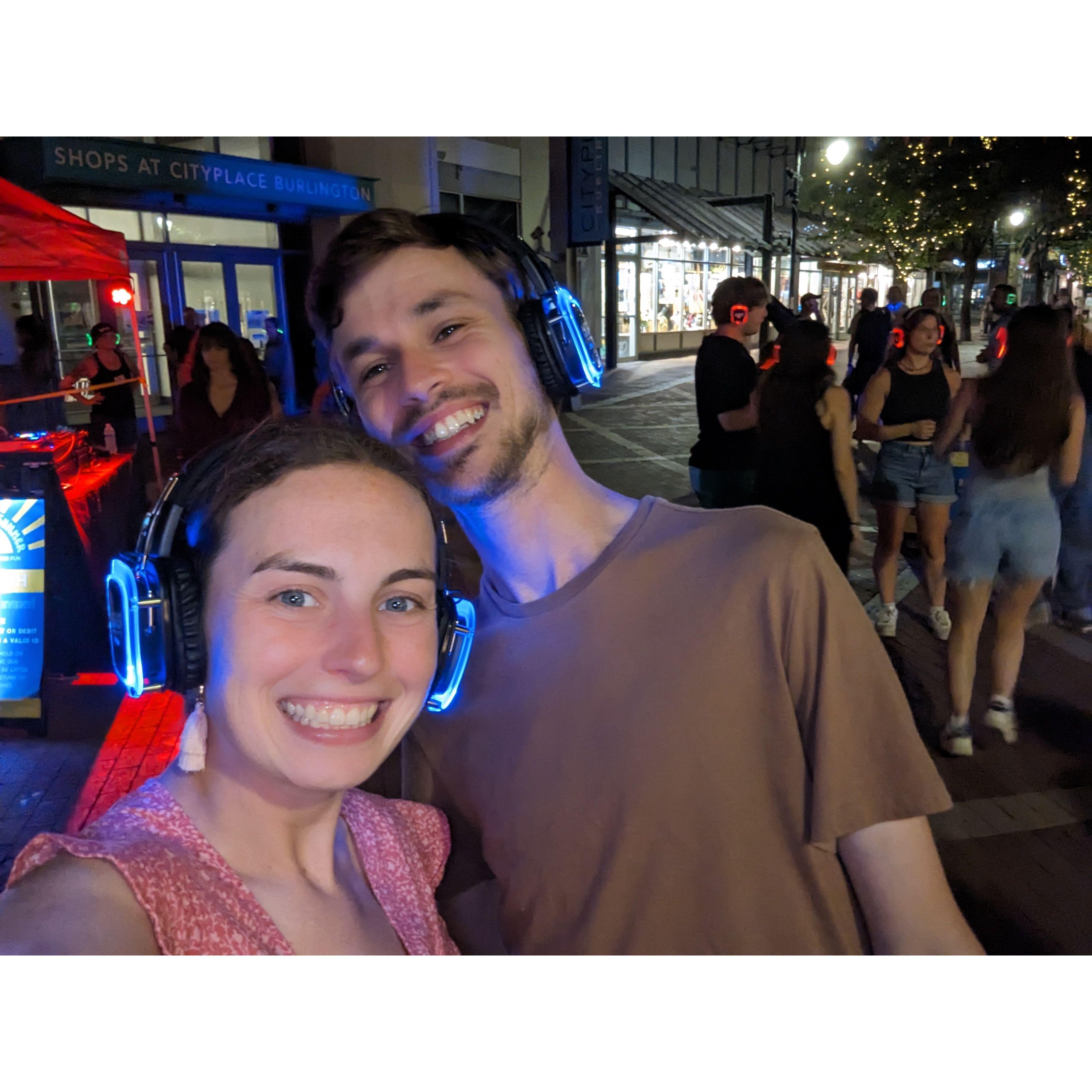 Surprise stop at silent disco on Church Street.