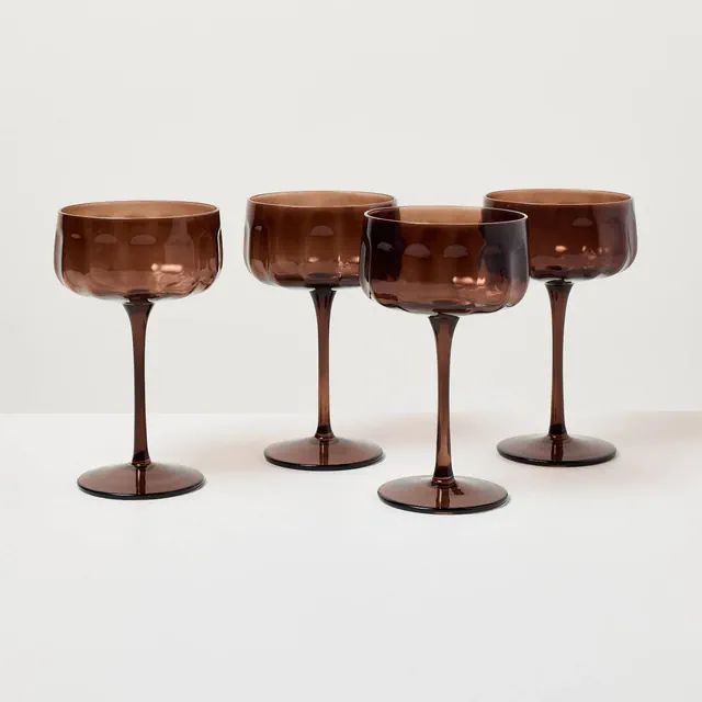 Set of 4 8oz Coupe Glasses Brown - Hearth & Hand™ with Magnolia