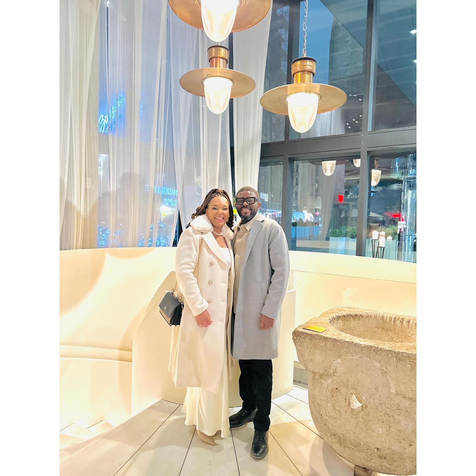 Got all dressed up for a romantic dinner at Estiatorio Milos in New York