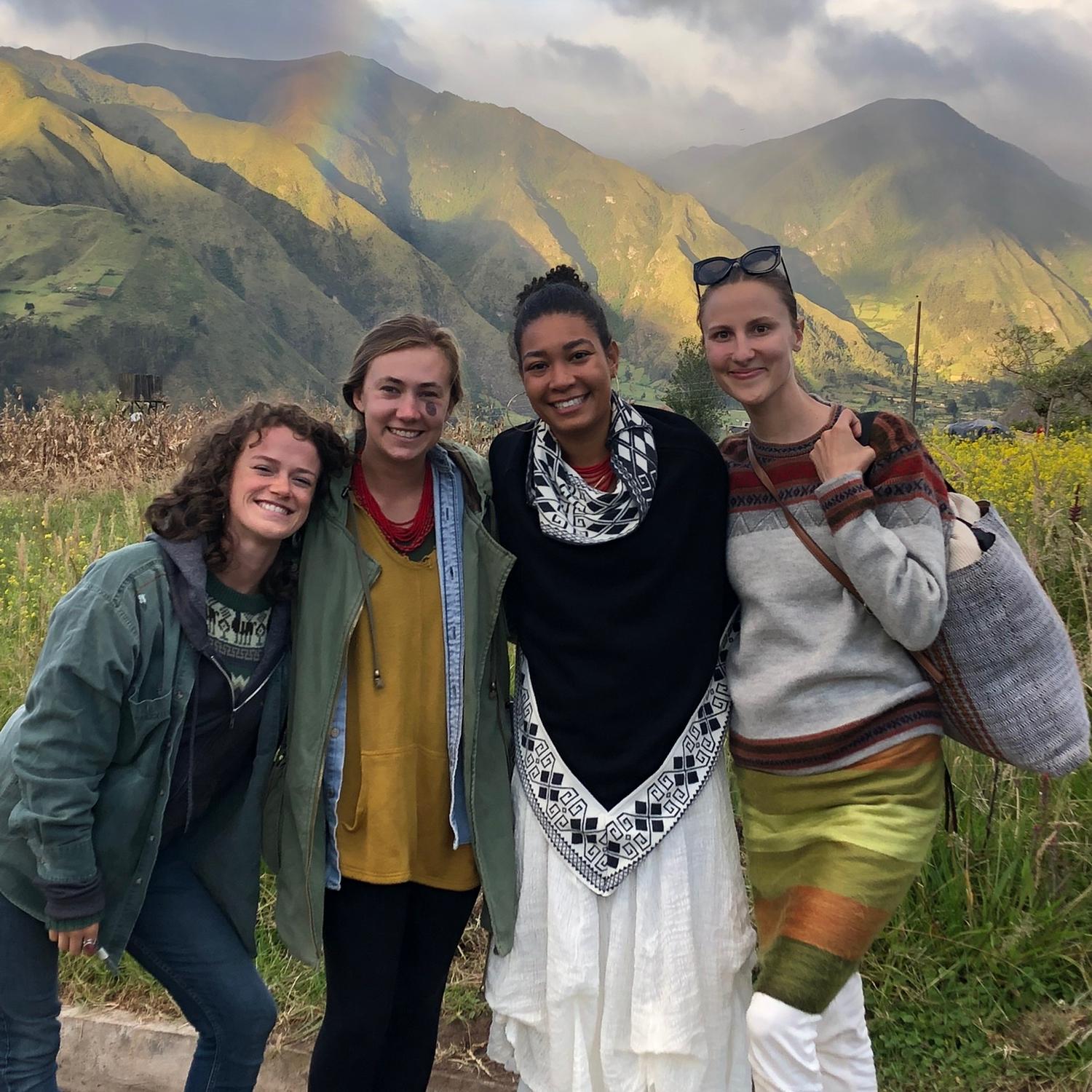 Annie (Lucy’s childhood best friend), Morgan, Alexis and Kayla on a doula trip in Ecuador