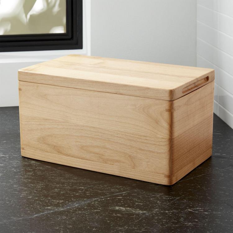 Crate And Barrel Carter Wood Bread Box, Wooden Bread Boxes Designs