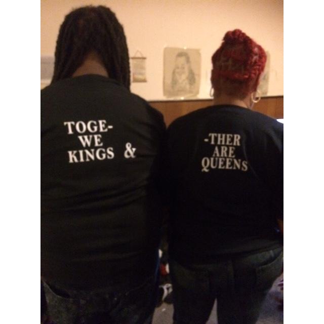 the front say I'm the king and I'm the queen and together we are kings & queen