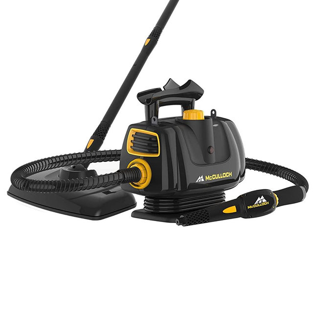 McCulloch MC1270 Portable Power Cleaner with Floor Mop, Variable Steaming, 16-Piece Accessory Set, All-Natural Chemical-Free Cleaning, Black
