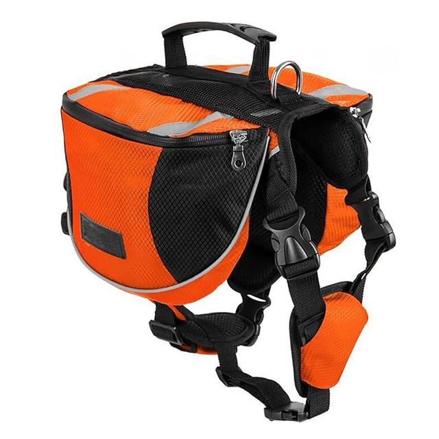 Lifeunion Polyester Dog Saddlebags Pack Hound Travel Camping Hiking Backpack Saddle Bag for Small Medium Large Dogs (Orange,L)