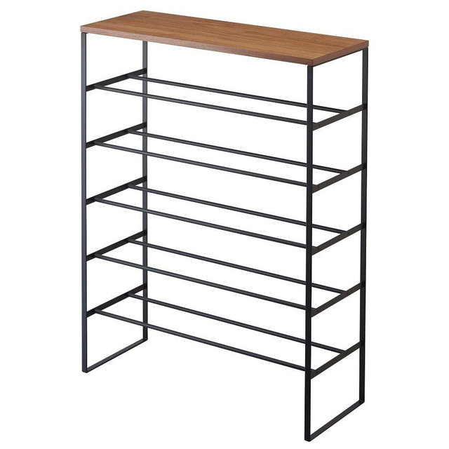 Tower 6-Tier Wood Top Shoe Rack, Black