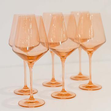 Estelle Colored Glass Stemmed Wine Glass - BLUSH