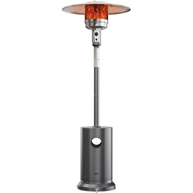 EAST OAK 48,000 BTU Patio Heater for Outdoor Use with Round Table Design, Double-Layer Stainless Steel Burner, Wheels, Triple Protection System, Outdoor Heater for Home and Residential, Grey