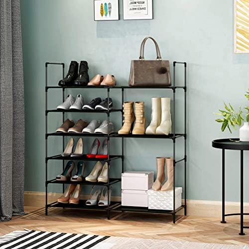 KIKIONLIFE DIY Shoe Rack Tower Storage Organizer Cabinet 6 Tier for High-Heeled Shoes Boots