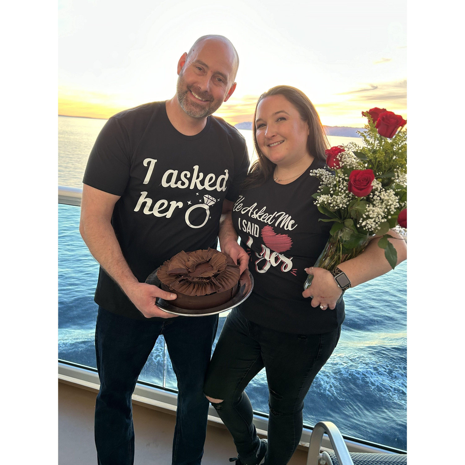 Where Alan proposed. On our cruise at sunset in front of Catalina Island with Kathy, Marjorie, Jim, and Sandy present. It was PERFECT.