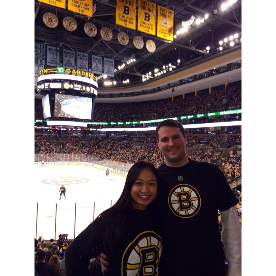 When Justin was shopping around for a hockey team, Amy seized the opportunity and got him some Bruins tickets... so he is a Bruins fan now :)