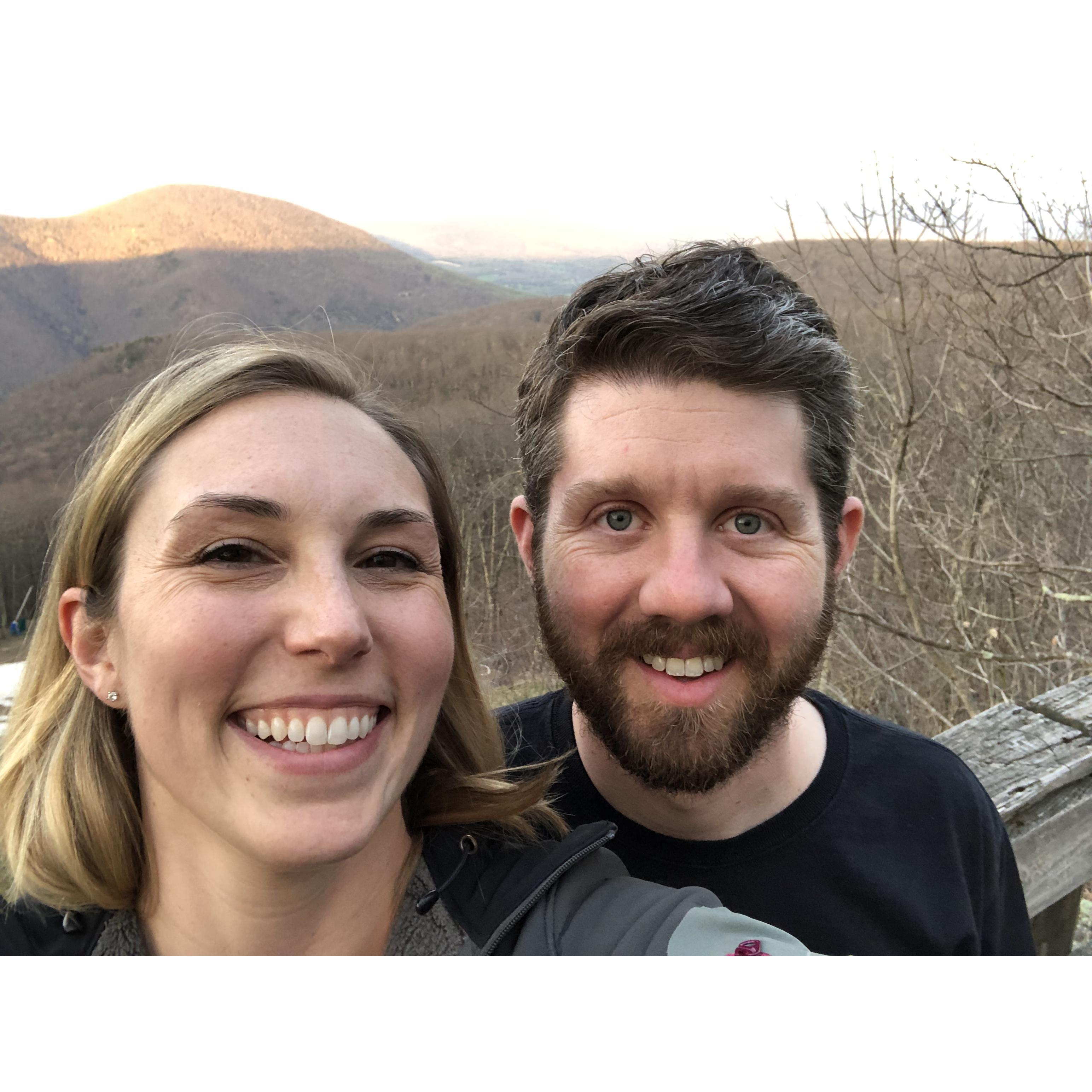 So happy right after we got engaged while on a hike at Wintergreen.