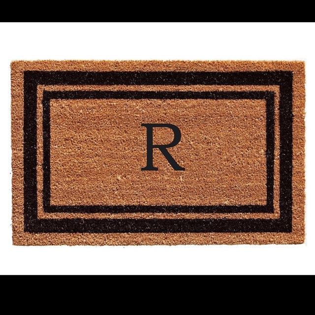 Calloway Mills 152961830R Black Border 18" x 30" Monogram Doormat, (Letter R)