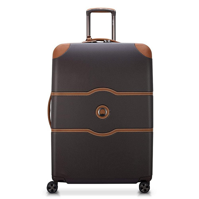 DELSEY Paris Chatelet Hardside Luggage with Spinner Wheels, Chocolate Brown, Checked-Large 28 Inch, No Brake