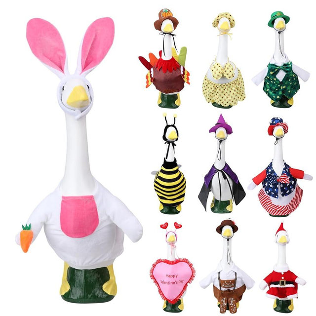 10 Set Holiday Goose Outfits 23" All Seasons Bundle Goose Clothes for Valentine St. Patrick Easter Hawaiian 4th of July Fall Oktoberfest Halloween Christmas Clothing for Porch Patio Yard Lawn Decor