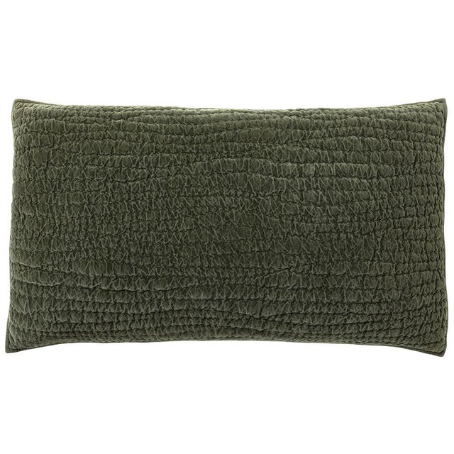 Washed Velvet Quilted Shams, King, Loden, Set of 2