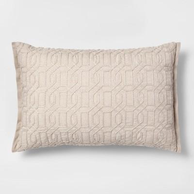 Geo Embroidered Lumbar Throw Pillow Tan - Threshold™