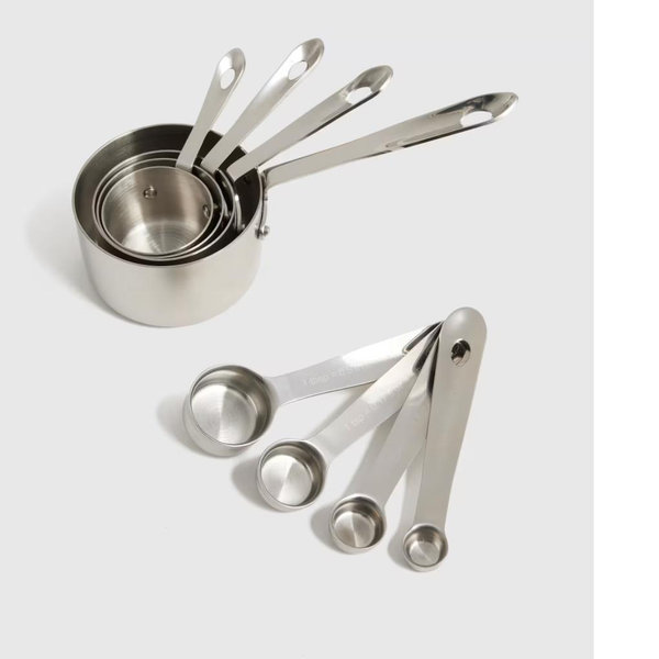 Stainless Steel Measuring Cups & Spoons Set in No Color